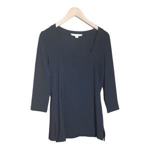 Boston Proper Womens Black Square Neck 3/4 Sleeve Top Size Medium